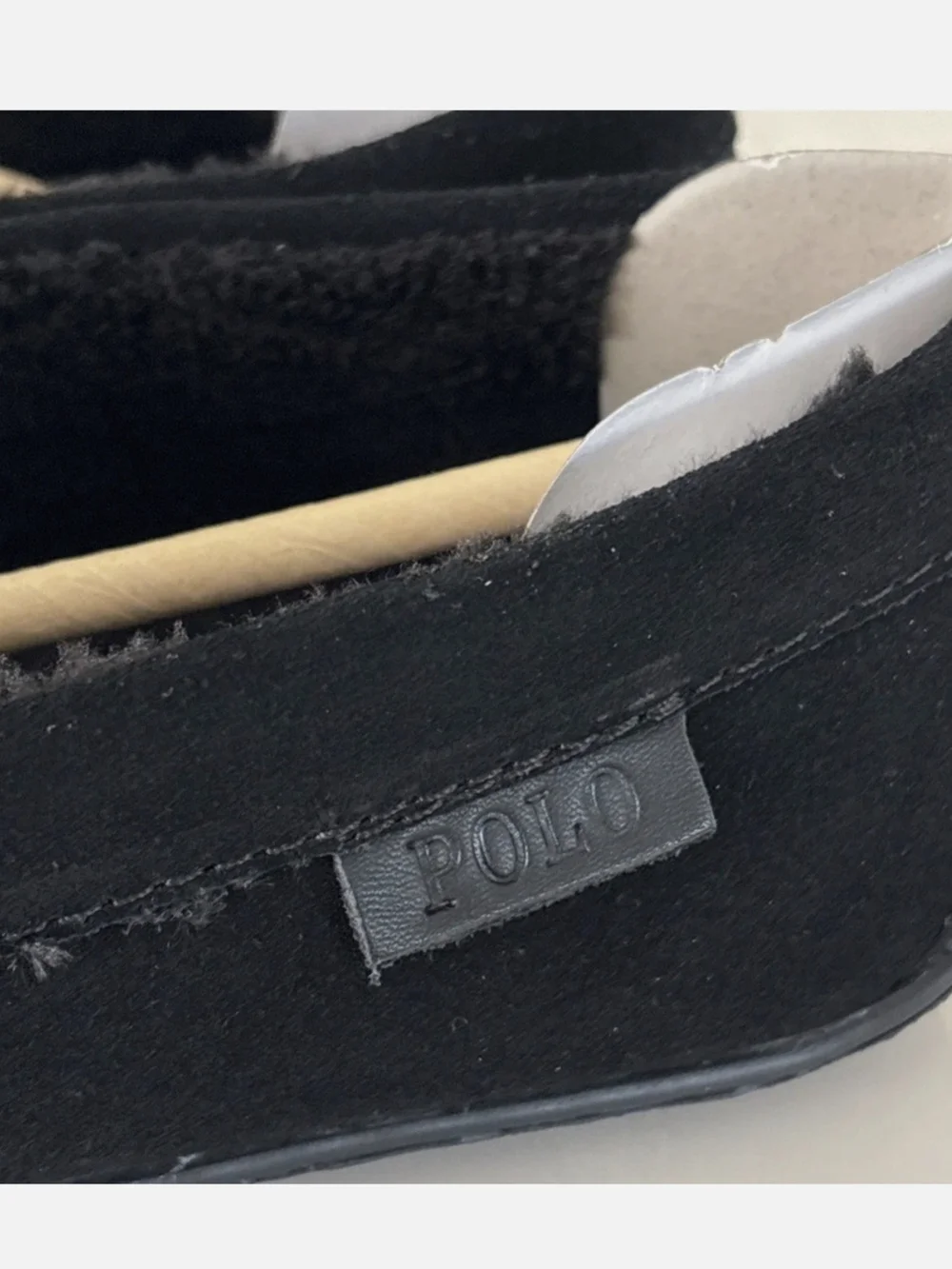 NWT Polo by Ralph Lauren Men's 9 Brenan Bear Embroidered Black Suede Loafers